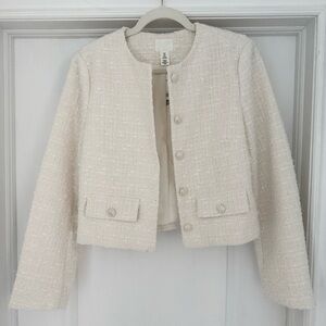 H&M Cream Tweed Button-Up Jacket